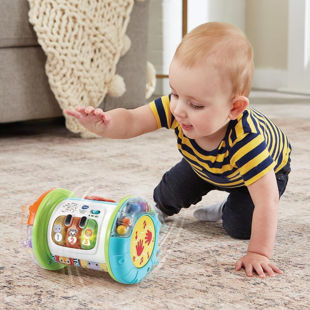 VTech Baby 3-in-1 Rolling Explorer Drum - Jucărie interactivă pentru copii cu muzică - Pentru copii cu vârsta cuprinsă între 9-36 luni Jucarii Bebe Naty Shop
