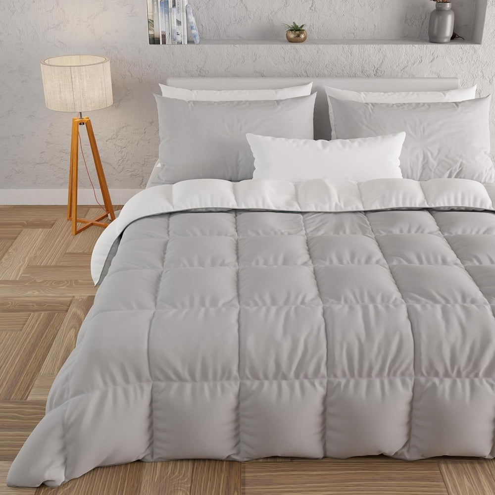 PETTI Artigiani Italiani - Dobbeltseng vintertæppe, maxi, monokrom, dobbeltsidet, hvid, grå, 100% Made in Italy Dyner og dyner Naty Shop