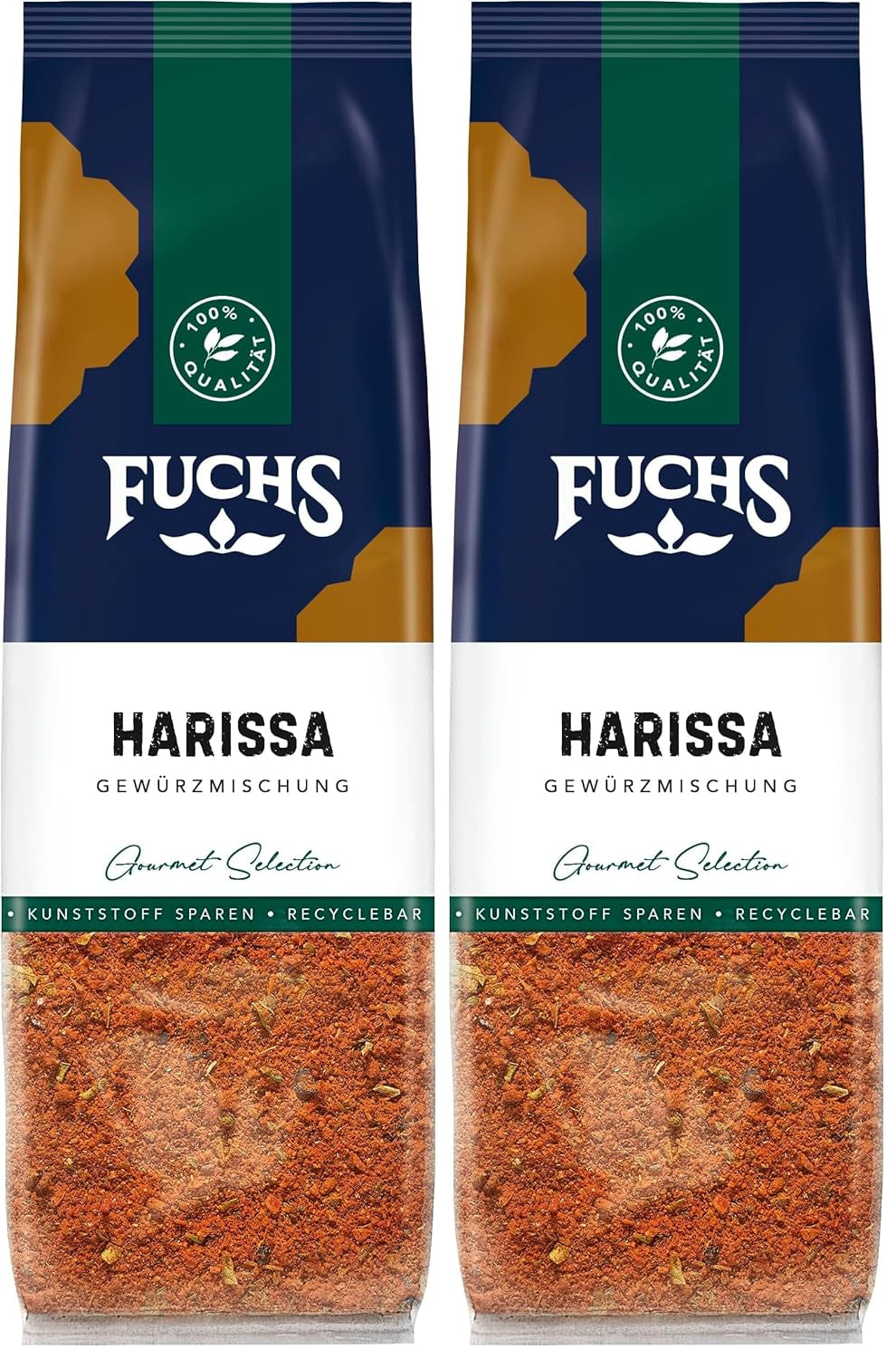 Fuchs Gewürze - Harissa Gewürzmischung im genanvendelig Nachfüllbeutel, zum Würzen von Ricegerichten, Couscous, Saucen og Suppen - 60 g