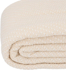 HOMLA Morris Plaid bomuldstæppe med frynser - Blødt og behageligt tæppe Bomuldstæppe - fint stof 130 X 170 Cm Ecru senge og tæpper Besuche den HOMLA-Store