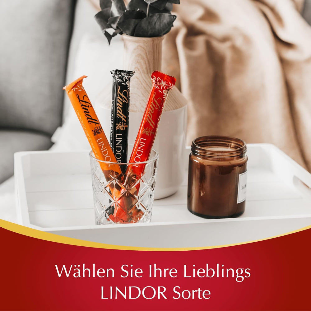 Lindt Chokolade | LINDOR mælkechokoladestænger, Kampagnetilbud | 100 g | 4 LINDOR mælkechokoladebarer med smelte-i-mund-fyld | Chokoladestænger (pakke med 3)