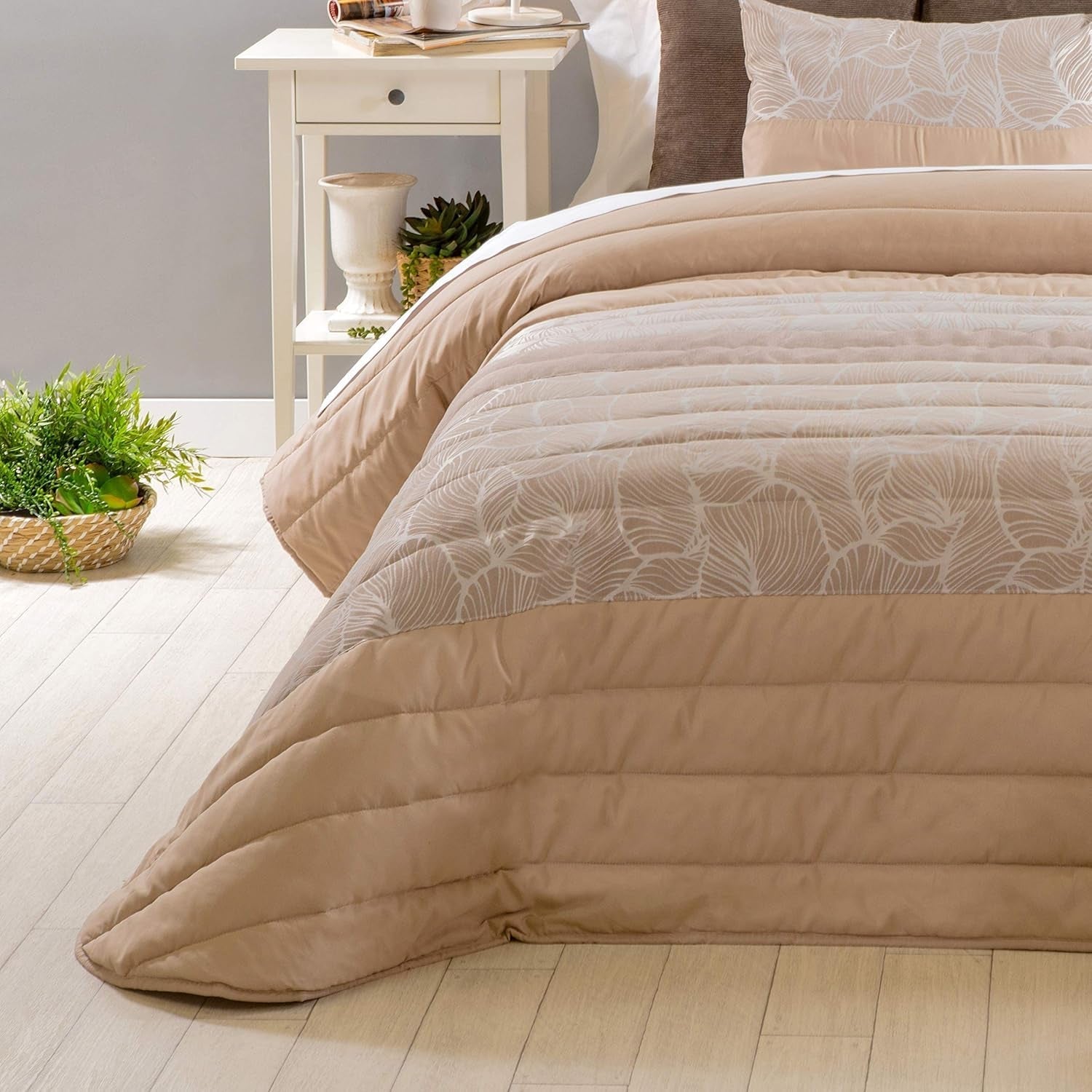 Sancarlos Spring 1 tæppe, cremefarvet, til senge med en bredde på 105 cm Dyner og dyner Naty Shop