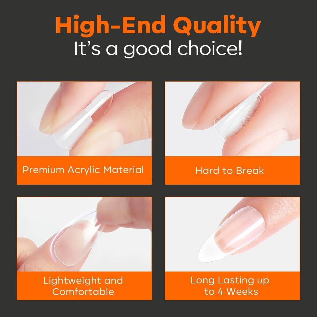 Modelones Tips Unghii 216 Piese - Set Tips Unghii Acoperire Completă, Set Tips Gel Moale, Tips Unghii Rășină PMMA Pre-Lustruire, Unghii Artificiale pentru Lipire pe Nail Art DIY, Migdale Scurte XS