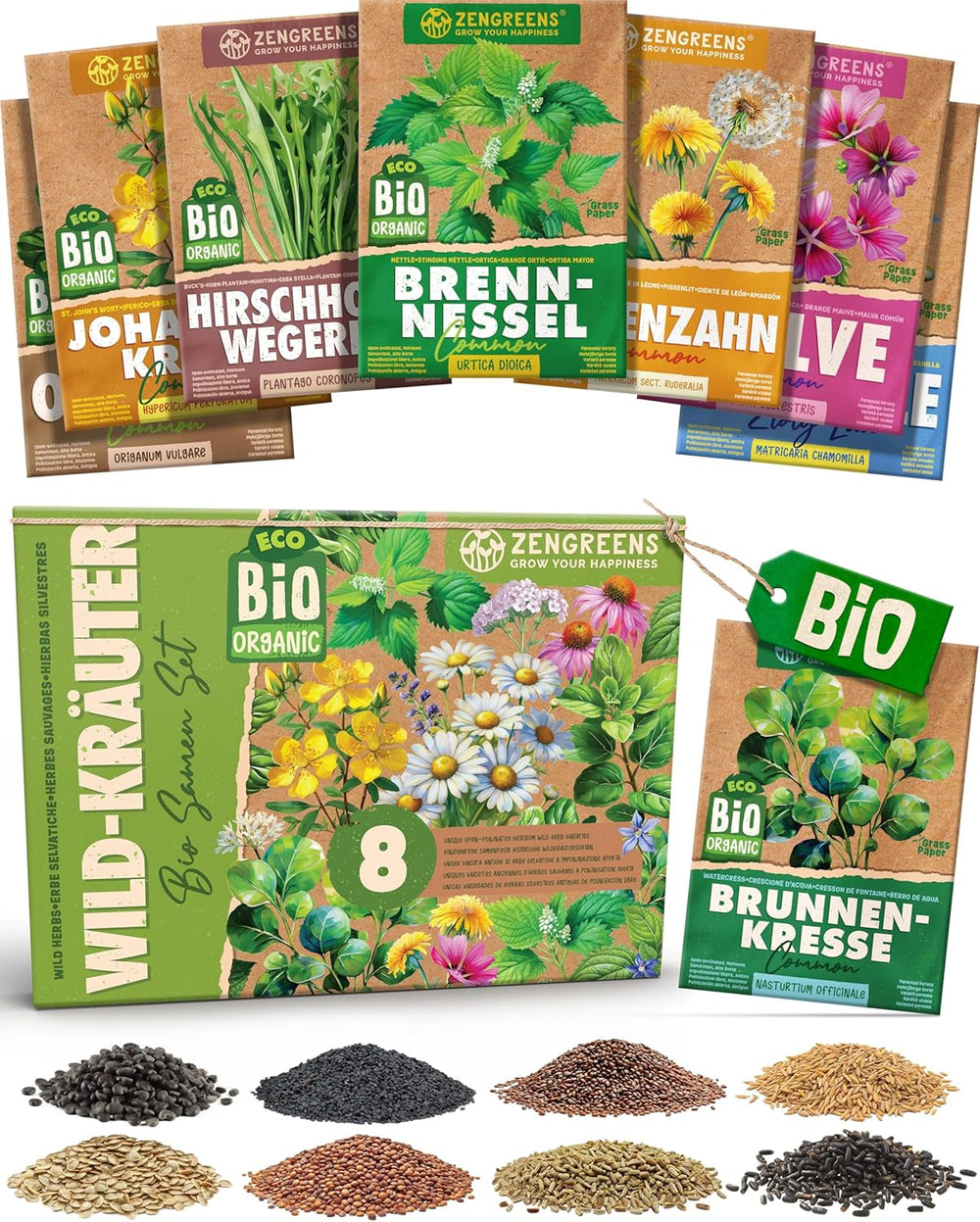 Økologiske basilikumfrø i et sæt med 6 - 6 basilikumfrø til nem dyrkning i haven, balkonen eller højbedet - Plantefrø - Frøplanter