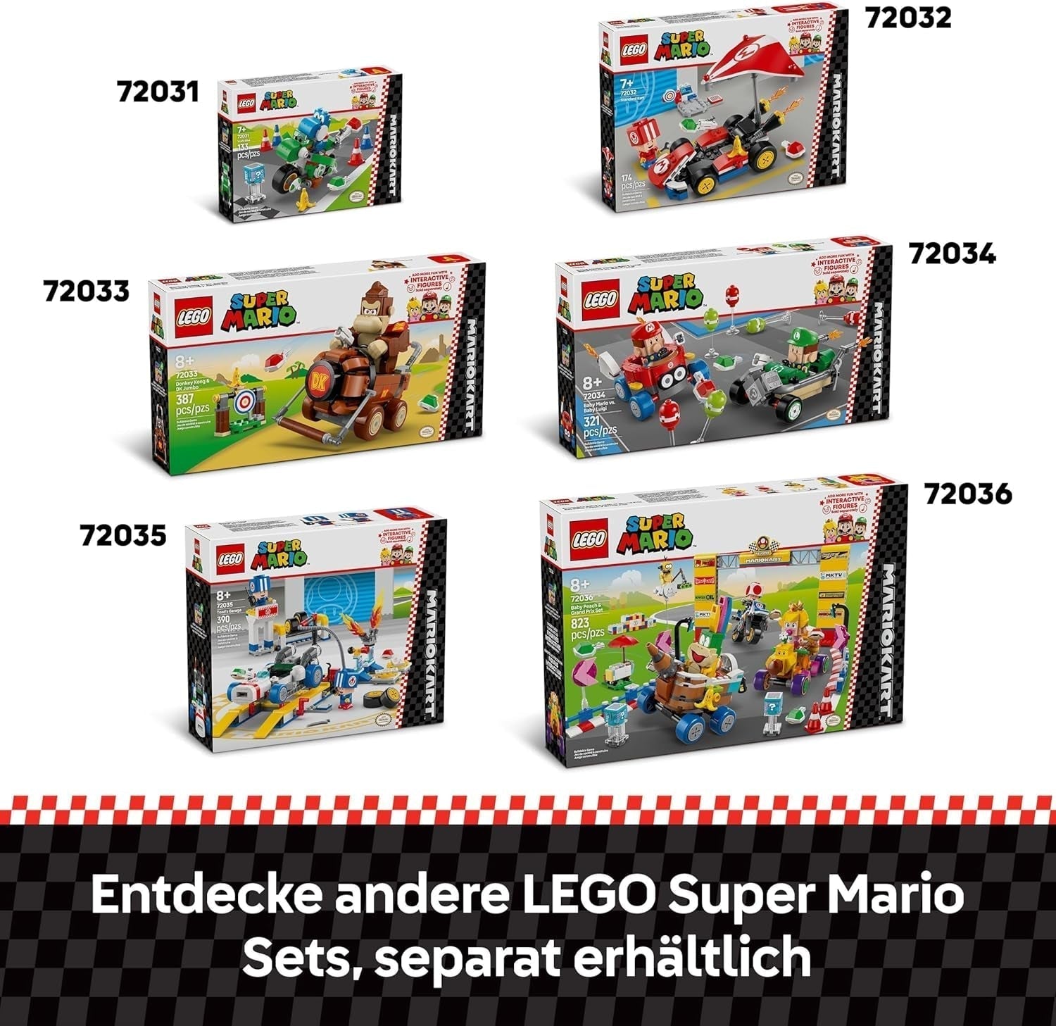 LEGO Super Mario: Mario Kart - Standard Kart, Nintendo Collection, Gave til børn, Tillader drenge, piger og spillere fra 7 år og op til at spille selvstændigt, Eventyrlegetøj med tudsefigur 72032 Byggesæt Besuche den LEGO-Store