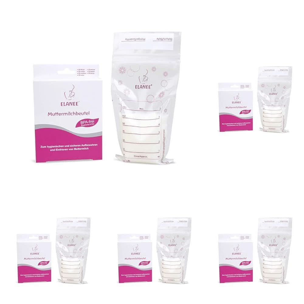 ELANEE modermælksposer, med neutral smag og præsteriliseret tilbehør Mad og amning Bebe Naty Shop 20 stk (pakke med 5) Intet stativ