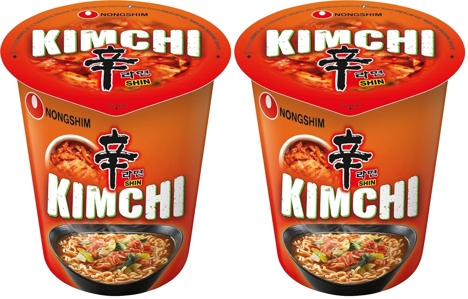 Instant Noodles Nong Shim Kimchi Ramyun Stor skål - Koreansk Ramen Suppe - Hurtig tilberedning - 1 pakke 112g