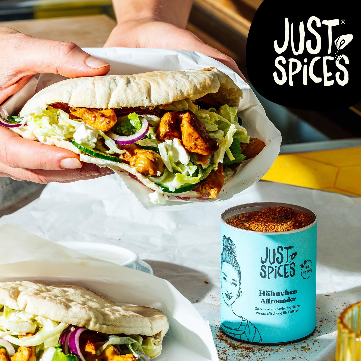 Just Spices Hähnchen Allrounder I Mariniere Geflügel, Brathähnchen, Wings und vieles mehr I Gewürzdose, 79 g