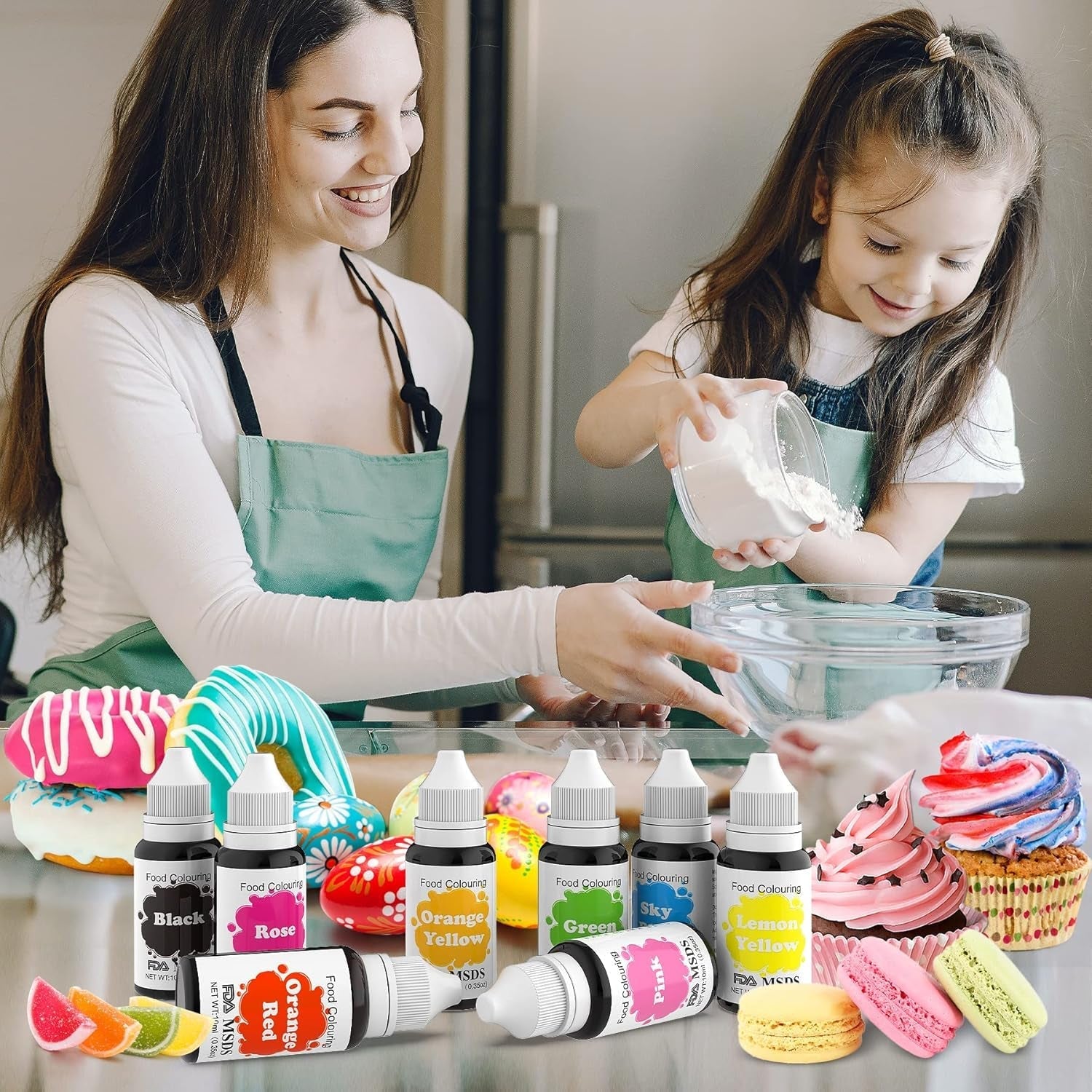 Colorant alimentar 9 x 10 ml, coloranți alimentari lichizi - set de coloranți alimentari pentru decorarea torturilor, macaroane, gogoși, fudge, glazură, săpunuri DIY, înghețată, colorant pentru săpun, colorant pentru pistol de pulverizare