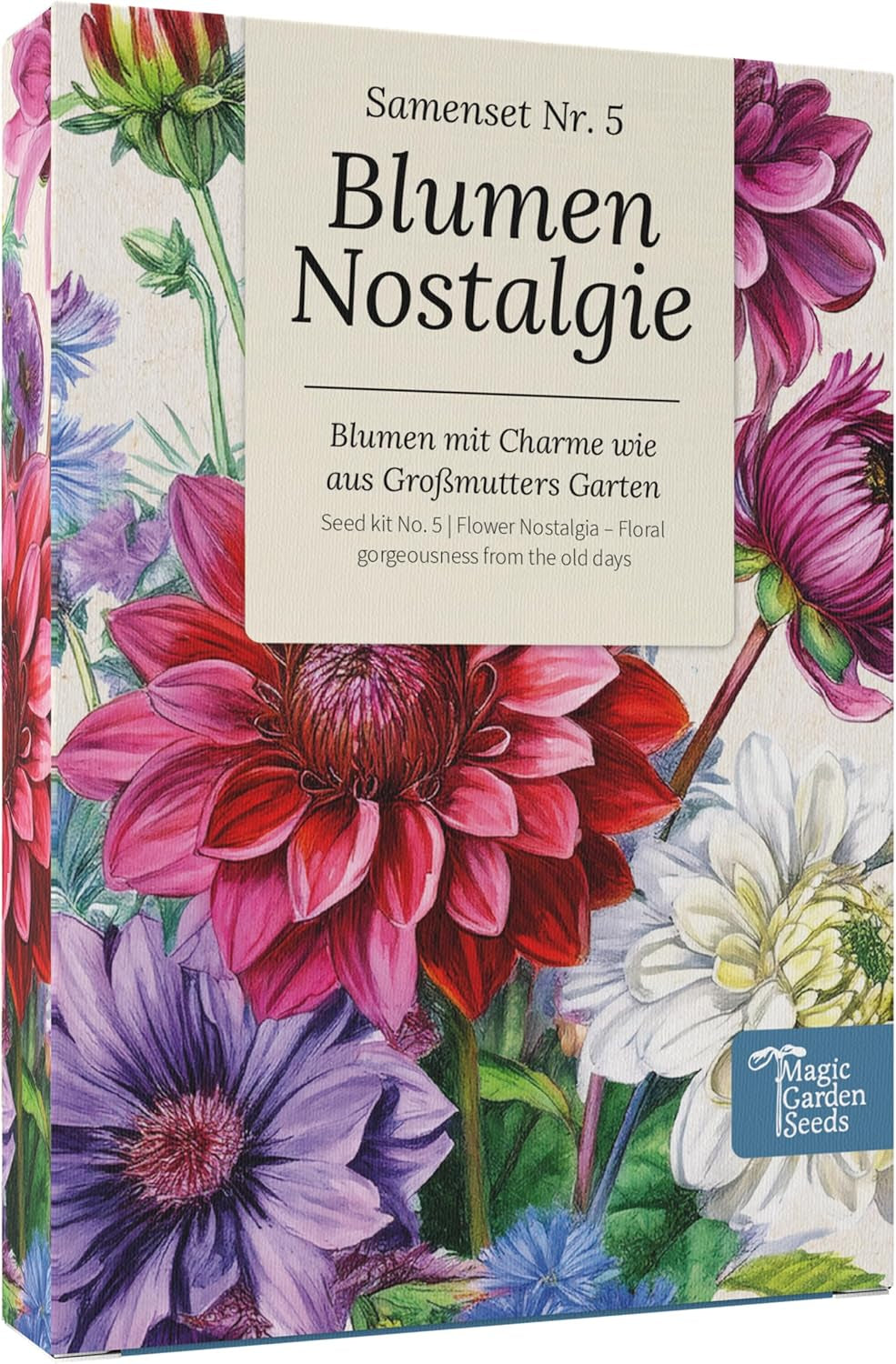 Magic Garden Seeds - Flower Nostalgia Frøsæt - 9 traditionelle sommerblomster i rustik havestil - Duftende, farverig og nostalgisk - Gaveidé til haveelskere