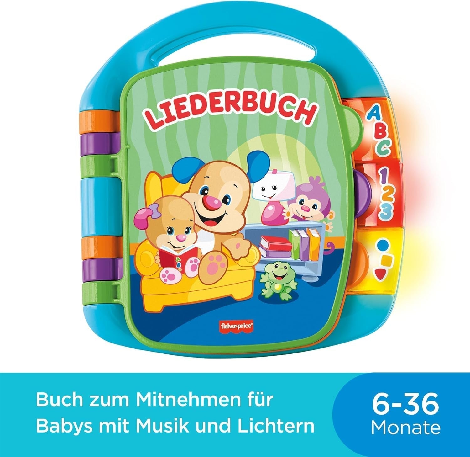 Fisher-Price distracție de învățare, carte de cântece, carte de muzică pentru copii, jucărie muzicală pentru copii, carte electronică pentru copii, de la 6 luni, versiune germană, CDH40 Jucarii Bebe Naty Shop
