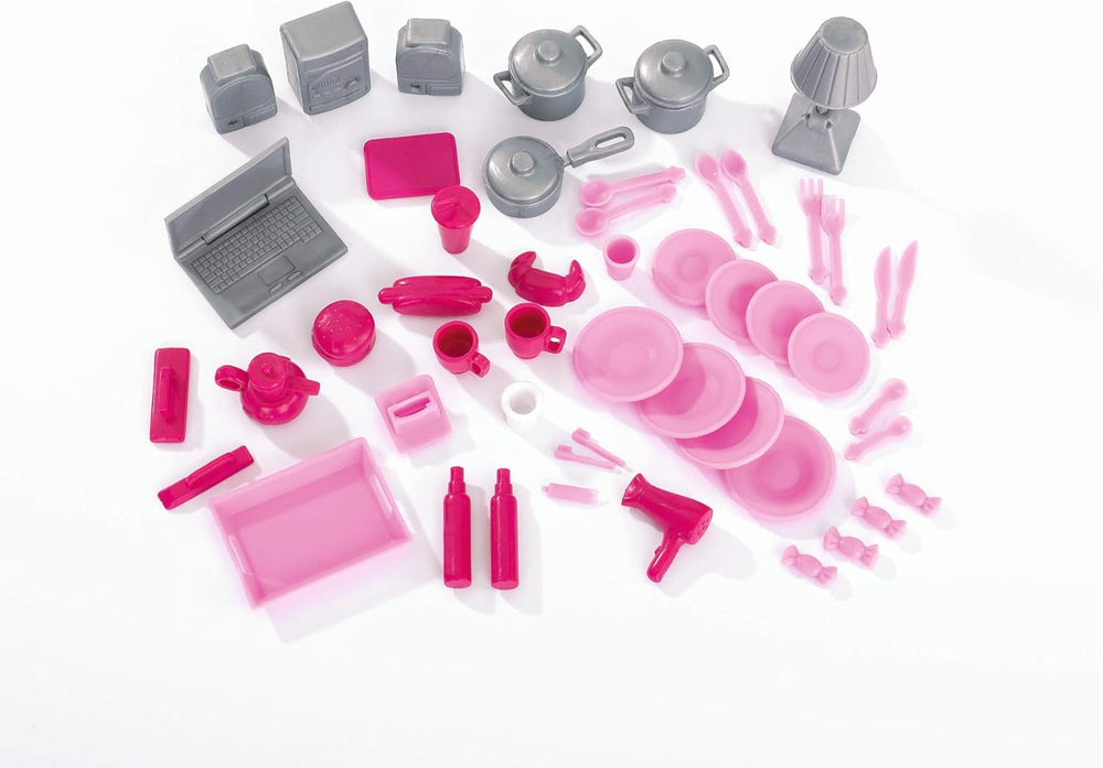 Simba 104661996 - Steffi Love Dreamhouse, Stort Legehus, 4 Værelser, INGEN DUKKERE, 84 cm høj, To Etager, Funktionel Klokke, Sammenklappelige Naty Shop Dukkehuse