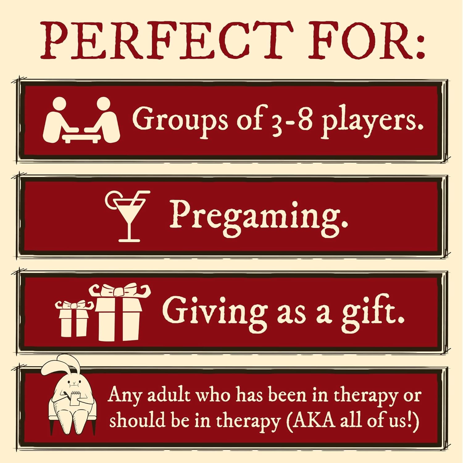 Terapeut îngrozitor: Ediția principală a jocului – Joc de cărți amuzant pentru adulți, pentru 3-8 jucători, cu vârsta de peste 17 ani – Jocuri de petrecere și distracție în familie într-o seară de jocuri