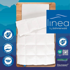 Allnights - Plapumă confortabilă medie, 135X200, 100% pene noi și puf, potrivită pentru alergici, lavabilă până la 60°C, fabricată în Germania, alb Plapumi si pilote Naty Shop