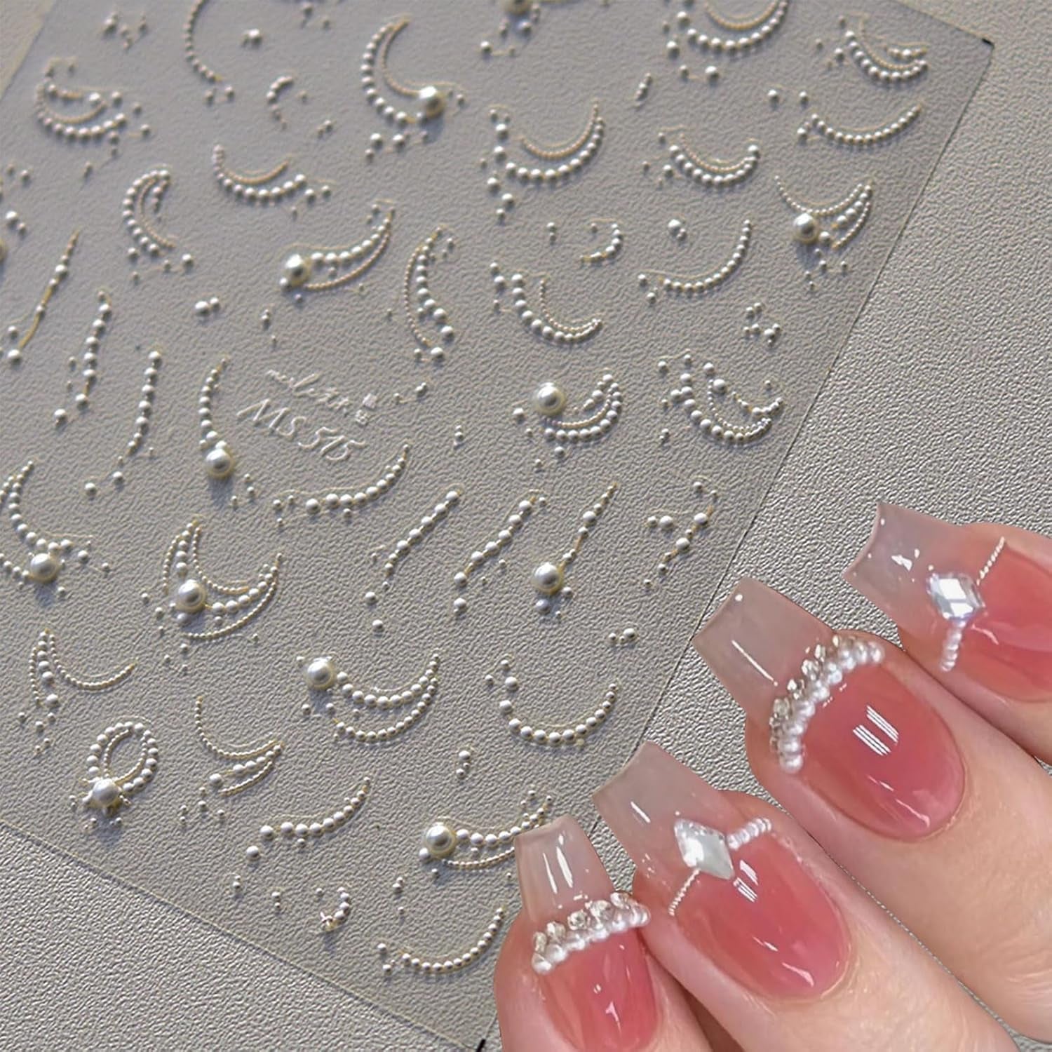 JMEOWIO 3D Nagelsticker Perlenlinie Nail Art Sticker Selbstklebend Nagelaufkleber 5D Stereoskopisch Dekoration Nageldesign Zubehör 1 Blatt
