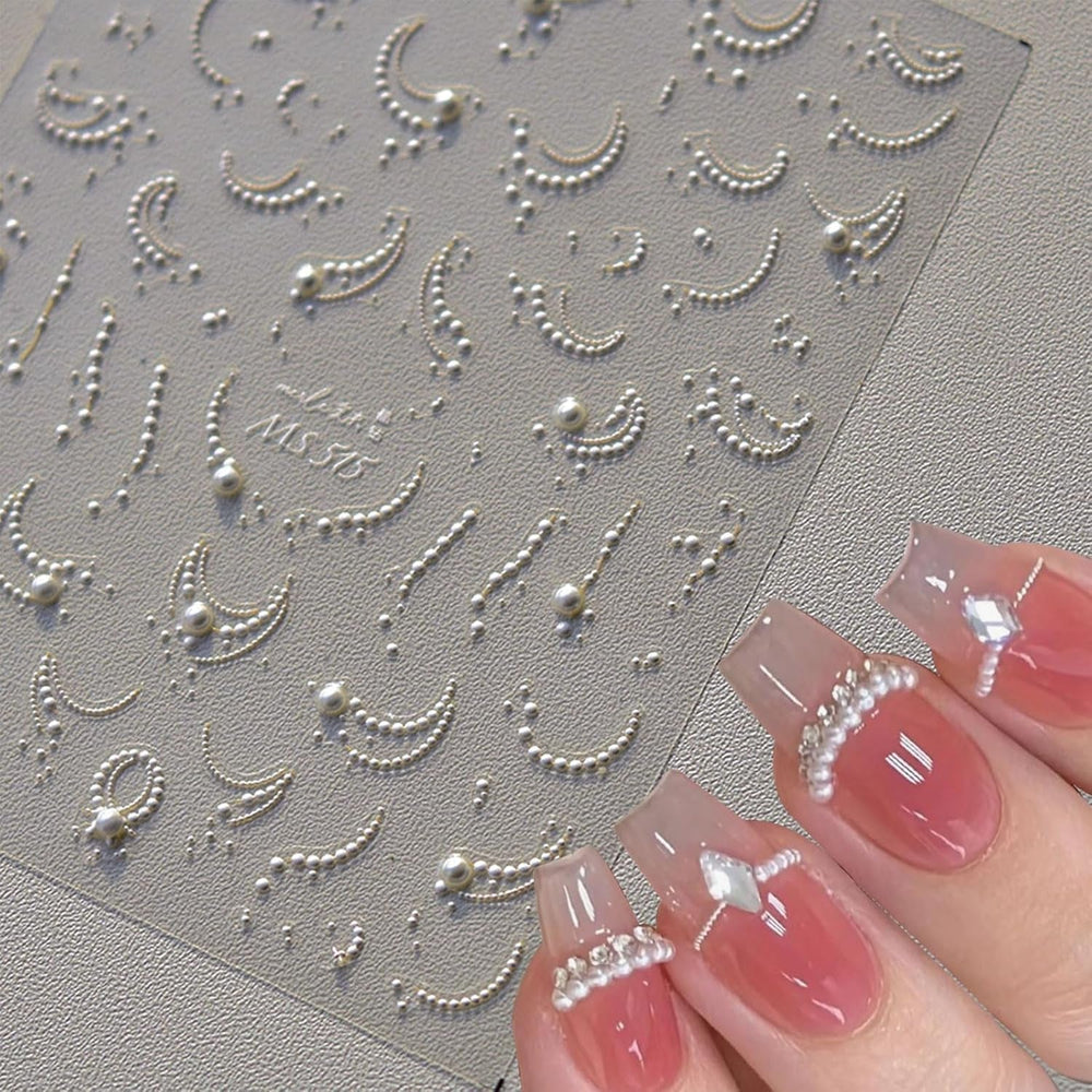 JMEOWIO 3D Nagelsticker Perlenlinie Nail Art Sticker Selbstklebend Nagelaufkleber 5D Stereoskopisch Dekoration Nageldesign Zubehör 1 Blatt
