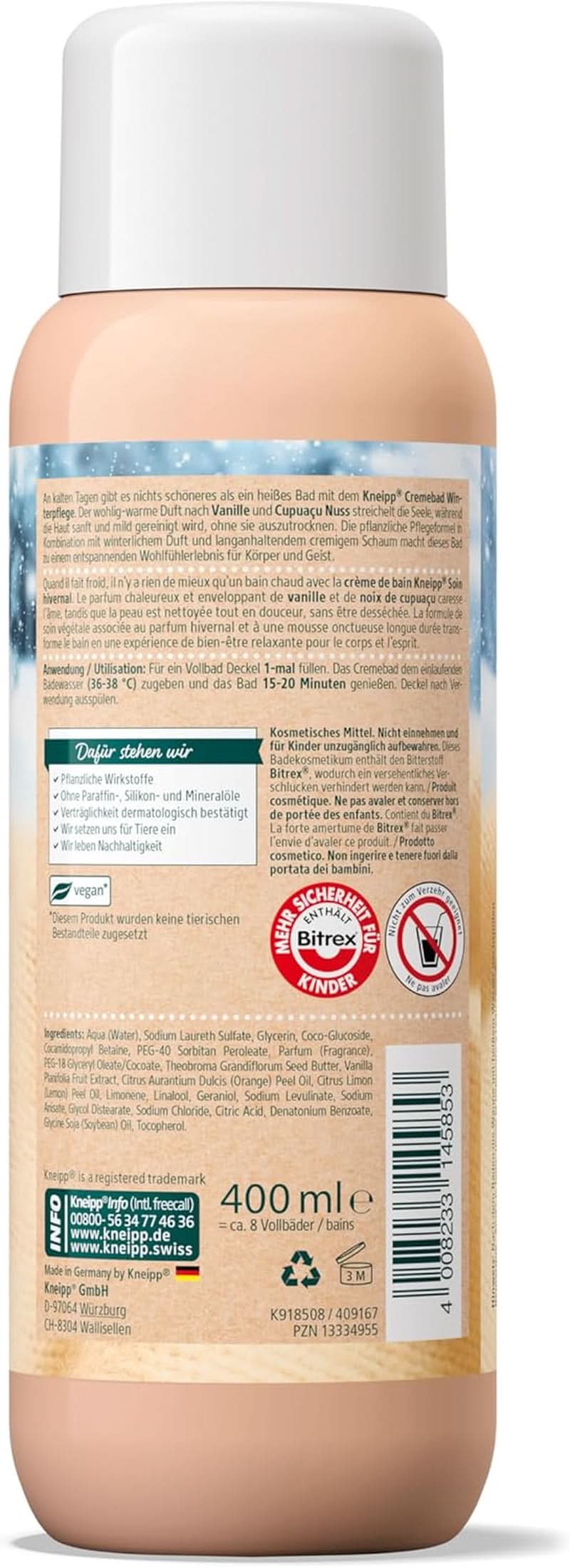 Kneipp, crema de baie, Winter Care, 400 ml Duș și baie Naty Shop