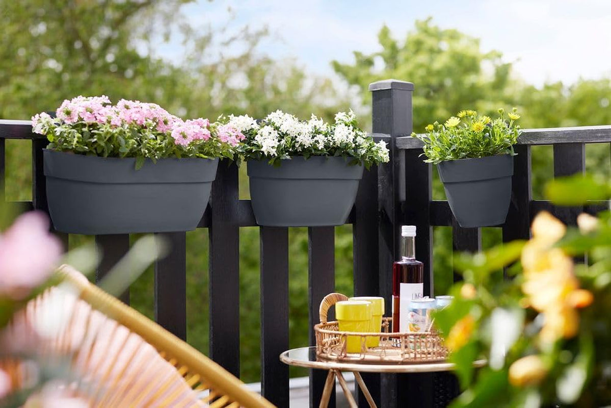 elho Vibia Campana Easy Hanger M 36 - Ghiveci pentru balcon și exterior - Ø 36,0 x H 26,5 cm - Negru/Antracit