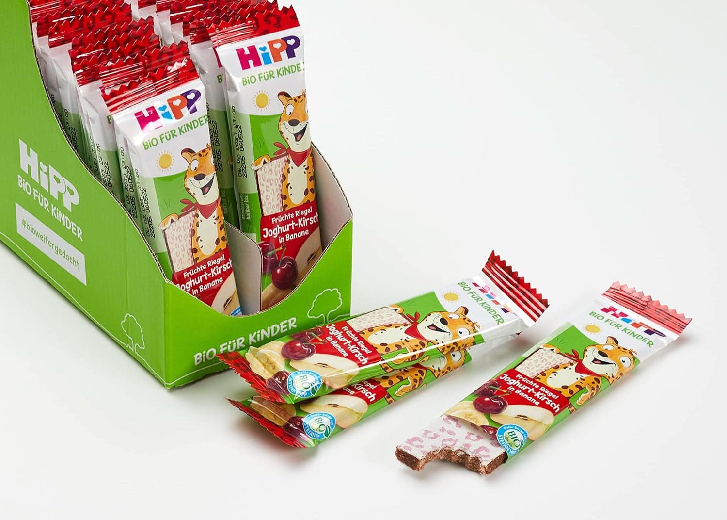 Økologisk Hipp Fruit-Friend Leopard bar, yoghurt-kirsebær i bananpuré, 22 x 23 g Mor og Barn Naty Shop