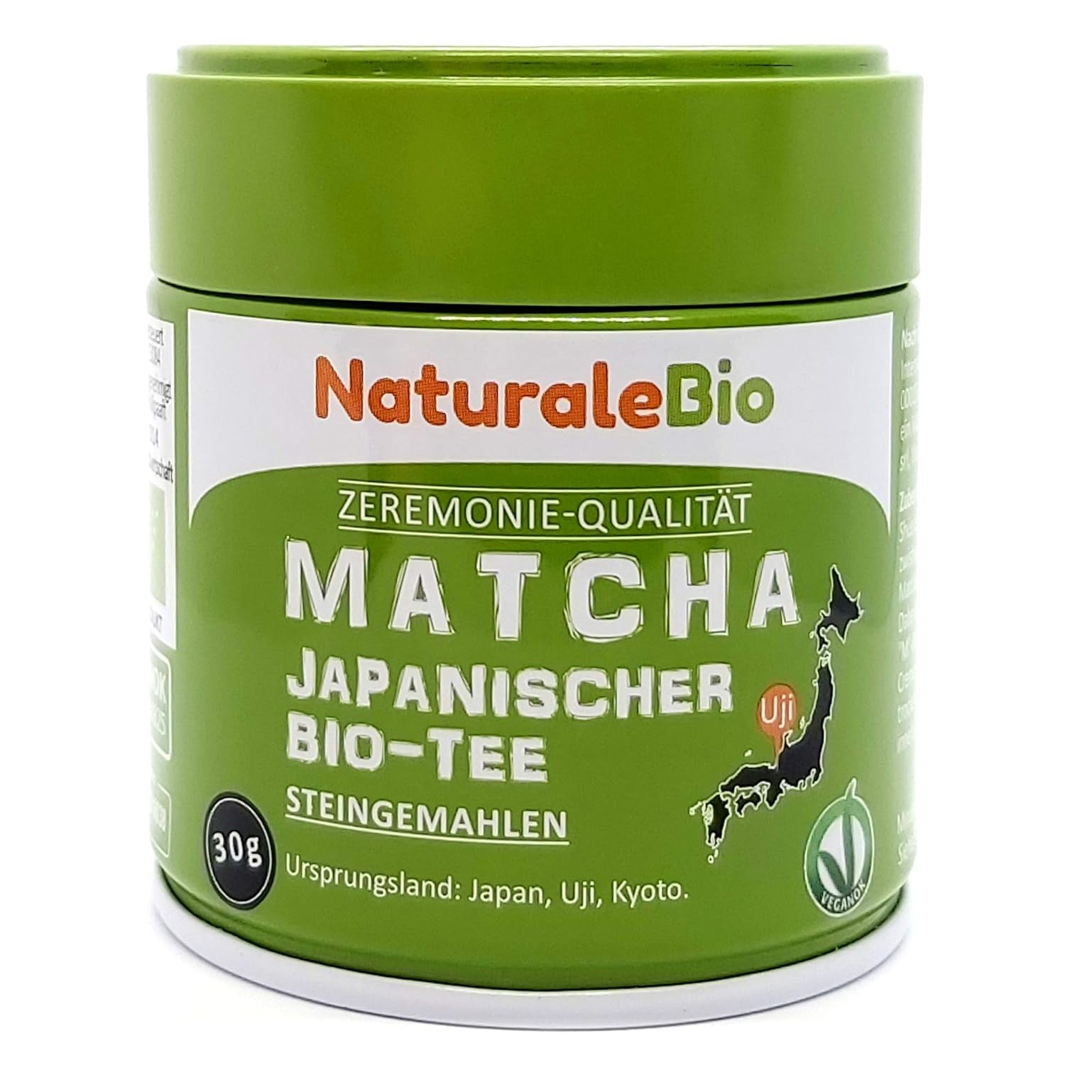 Naturalebio Ceai Matcha pudră de calitate ceremonială Ceai verde original din Japonia. Ceai verde pudră Matcha de calitate ceremonială, produs în Uji, Kyoto. Ideal pentru băut, gătit și latte. Cutie de 30 g.