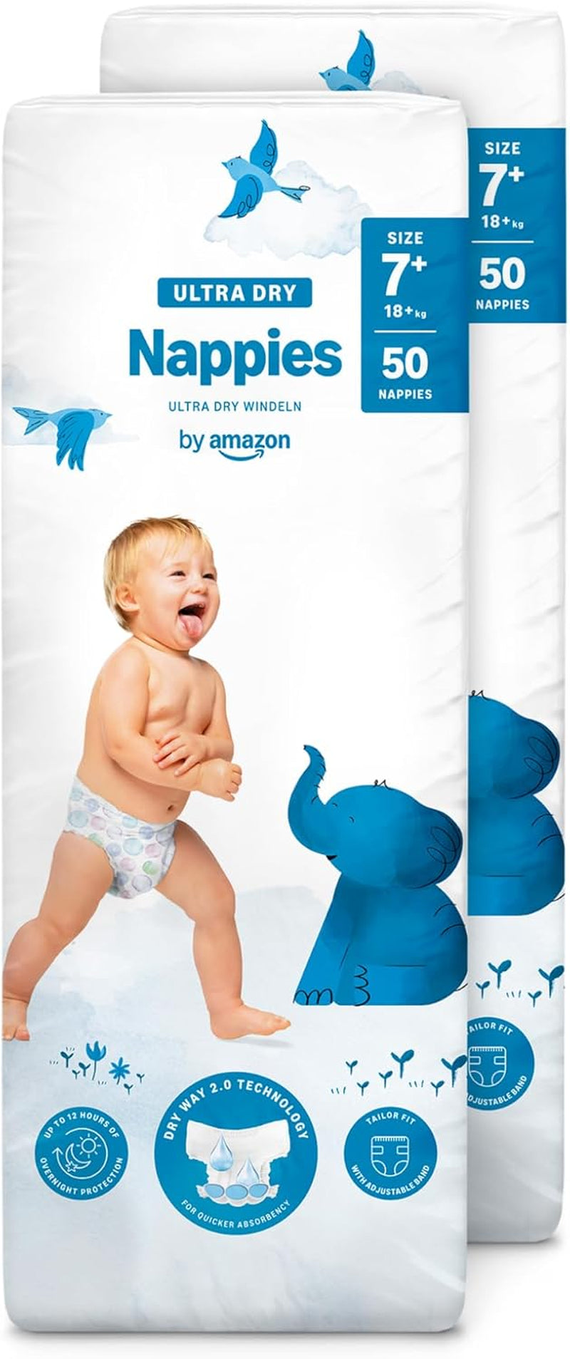 Amazon Ultra Dry Bleer, størrelse 1 (2-5 kg) - Månedlig æske, hvid, 96 antal (2 pakker af 48) (tidligere Mama Bear Brand, identisk produkt)