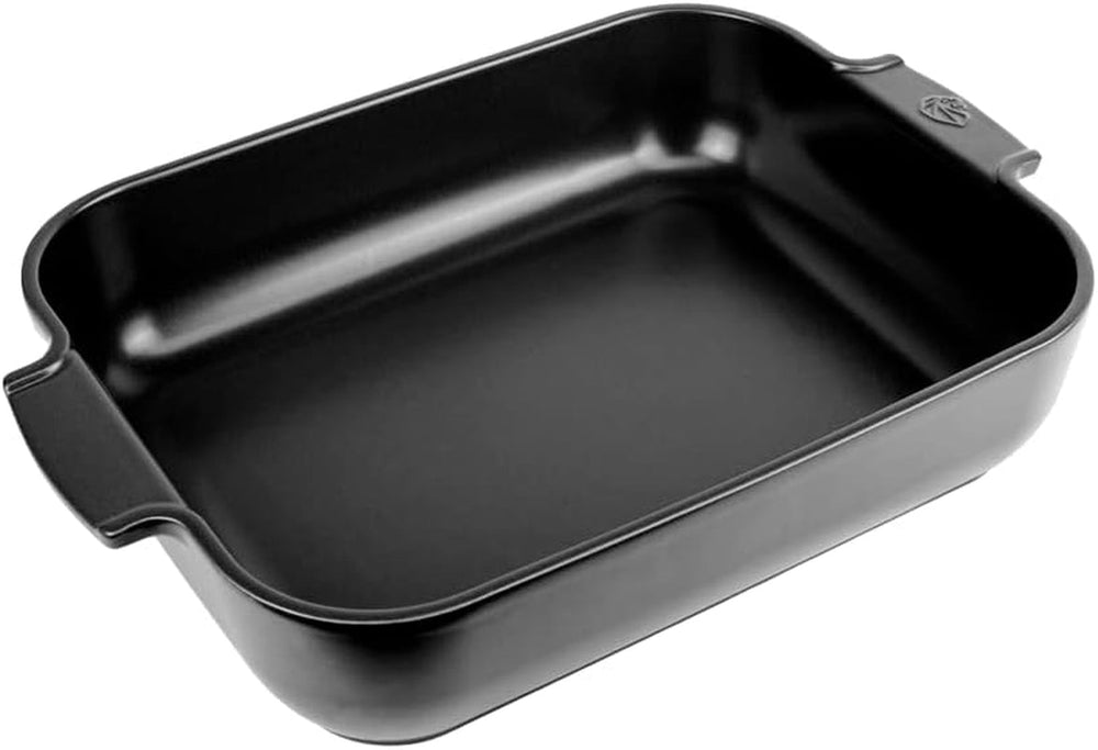 Peugeot Appolia Rechteckige Auflaufform Mit Griffen, Keramik, Schiefer / Grau, 8,3X40,5X27,2 Cm, Fassungsvermögen: Ca. 4 L, 60022 Bageforme og plader Naty Shop Satinschwarz