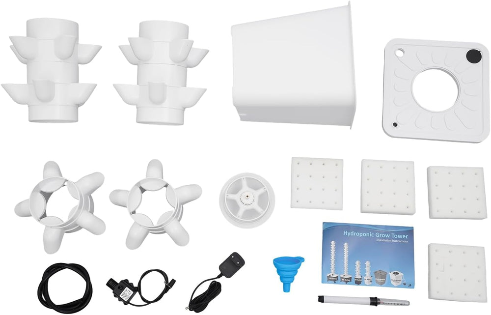 30 kapsler Hydroponic Tower, Hydroponic Grow System til haven, Aeroponic Grow Kit med 10L vandtank og hydreringspumpe, Vertical Aeroponic Grow Kit til urter, frugter, grøntsager