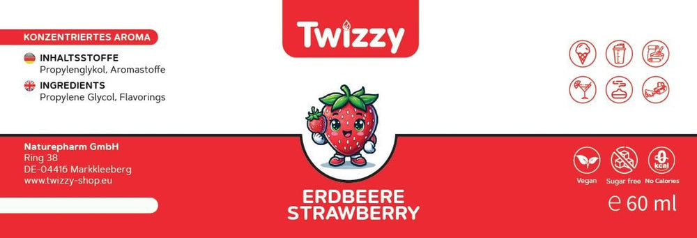 Twizzy koncentreret jordbærsmag, 60 ml Aromas Naty Shop