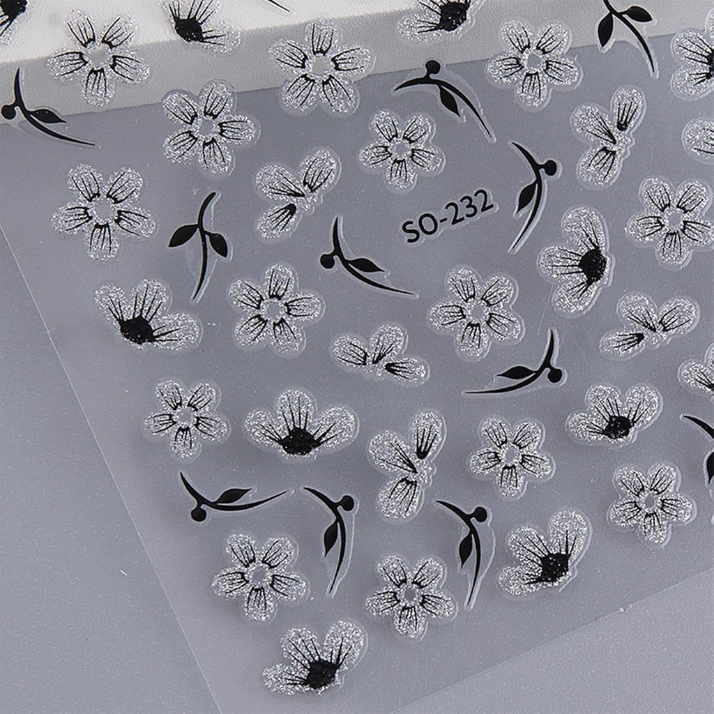 JMEOWIO 6 Blatt 3D Nagelsticker Blumen Nail Art Sticker Selbstklebend Nagelaufkleber 5D Stereoskopisch Frühling Sommer Blumen Dekoration Nageldesign Zubehör