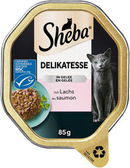Hrană umedă pentru pisici Sheba, Delicatess în jeleu cu somon, 2 x 11 x 85g