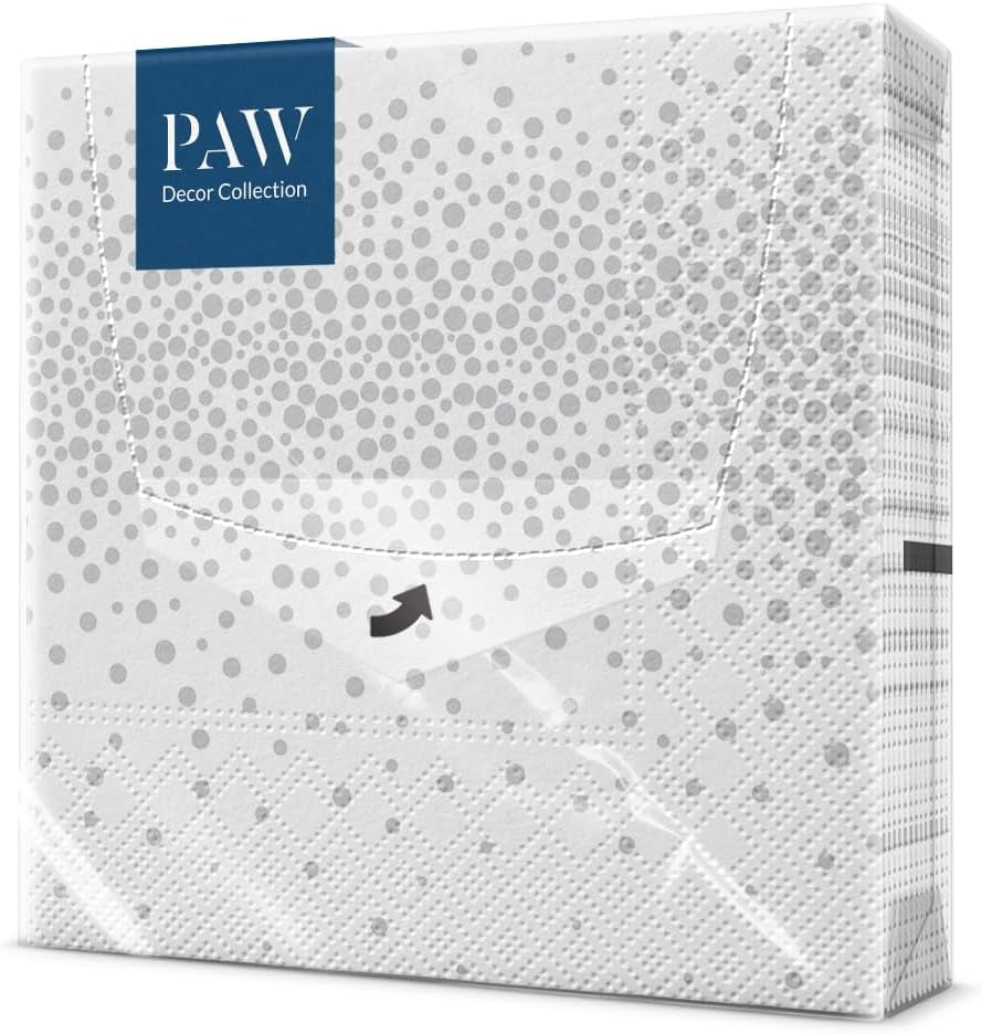 PAW - Șervețele 3 straturi (33 X 33 Cm) I 20 de bucăți I Perfect pentru petreceri, zile de naștere, sărbători I Decorațiuni de masă pentru petreceri pentru copii - Șervețele de hârtie colorate cu motiv - fotbal I minge de fotbal (pachet cu 2)