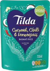 Tilda Basmati dampet ris med kokos, chili og citrongræs - pakke med 6 (6 x 250 g)