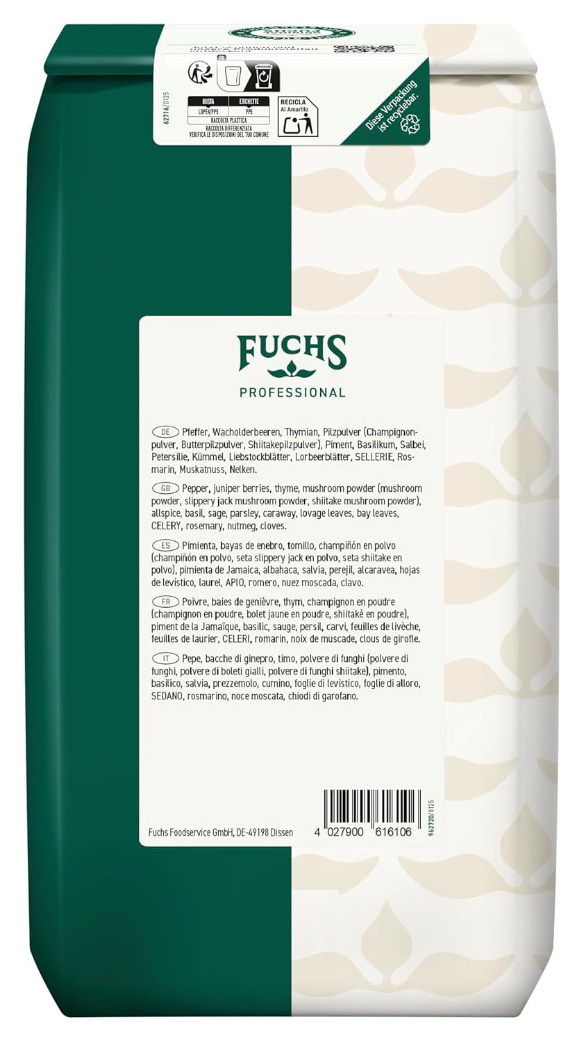 Fuchs Professional - Wildgewürz | Zum Würzen von allerre Wildgerichten und dunklen Saucen | Profi-Qualität für Großverbraucher und Gastronomie | 1 kg im genbrugspose