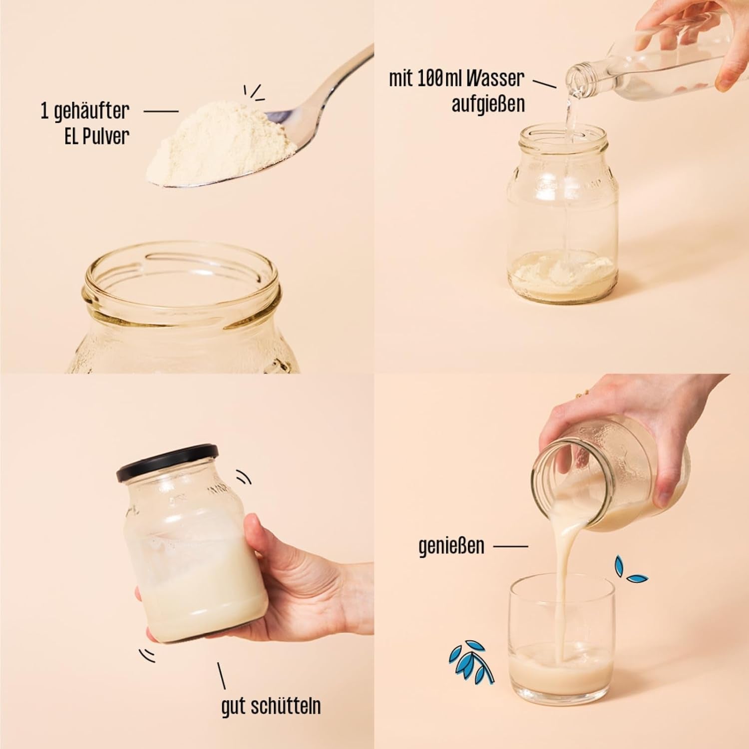 fairfood Bio Haferdrink Pulver 360g - nachhaltige Milchalternative - vegansk, glutenfri og ohne Öl - bis zu 4L Haferdrink - zum Selbermischen - 100% Bio-Vollkornhafer