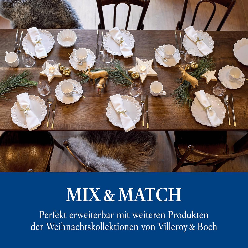 Villeroy & Boch – Set de veselă Toy's Delight Royal Classic cu 12 piese, alb, potrivit pentru mașina de spălat vase și cuptorul cu microunde, farfurii, set de veselă pentru 4 persoane, veselă de Crăciun, jucării, porțelan premium