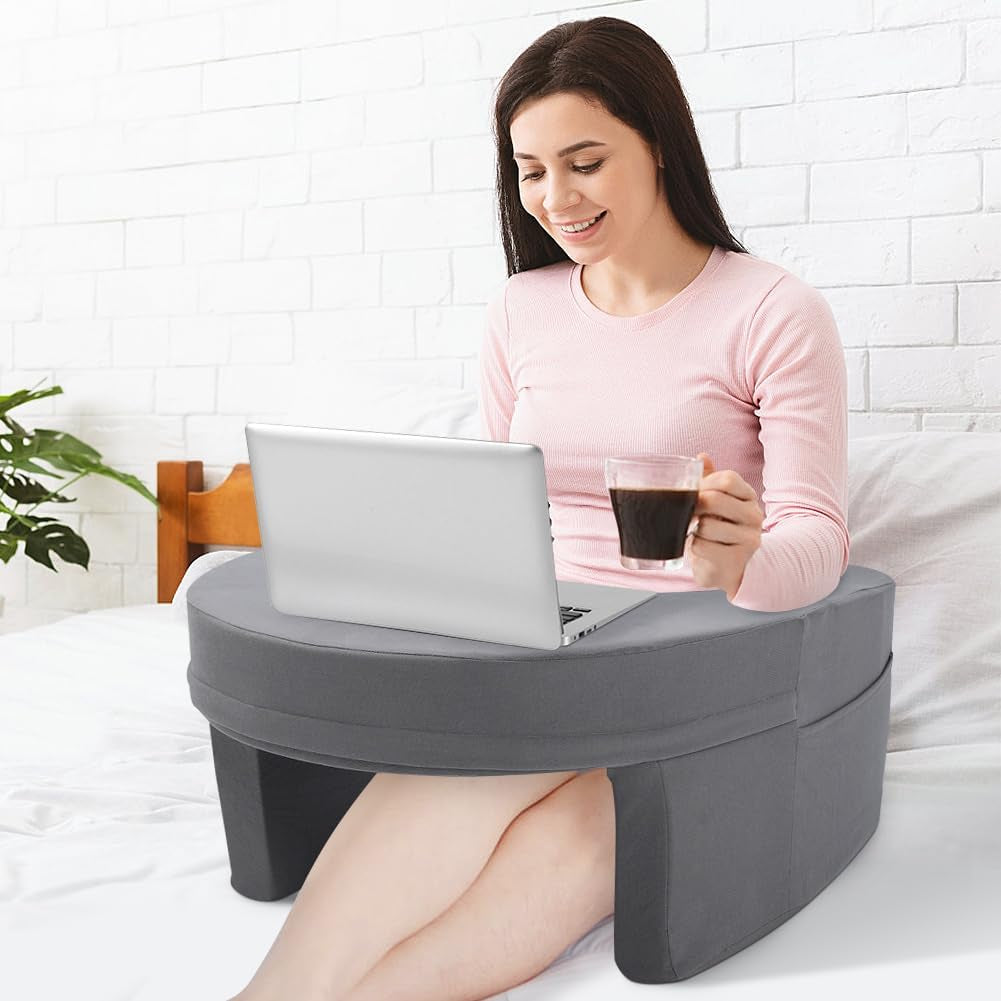 Pernă de citit pentru pat și canapea, pernă de poală pentru gaming, pernă de poală pentru laptopuri, pernă de gaming cu brațe și buzunar lateral, pentru adulți care se joacă, citesc, se uită la televizor, se joacă pe canapea