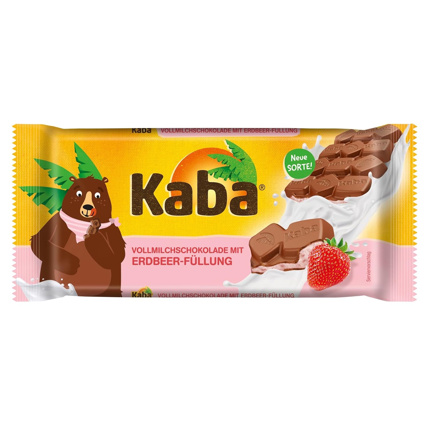 Kaba sødmælk og mælkeflødechokolade, fyldt chokoladebar, 90g bar, smelte-i-mund-chokolade med let mælkecreme og Kaba original smag