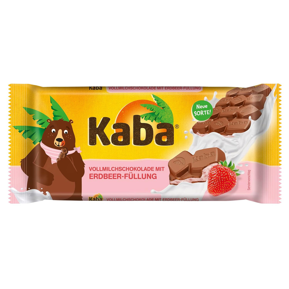 Kaba sødmælk og mælkeflødechokolade, fyldt chokoladebar, 90g bar, smelte-i-mund-chokolade med let mælkecreme og Kaba original smag