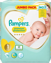 Pampers Premium Protection bleer til nye babyer, Jumbo pack, str. 1, 72 stk