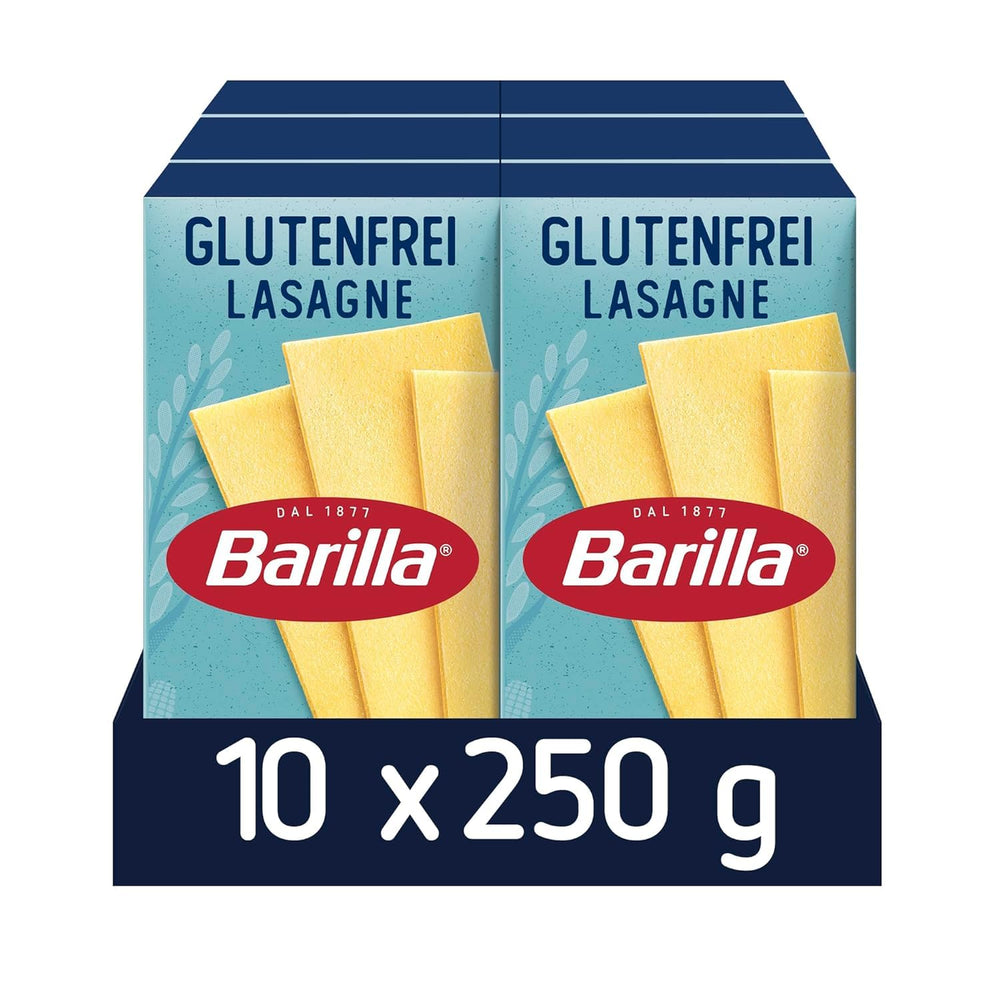 Barilla Pasta Glutenfri Lasagne, lavet med lækker majs og ris, perfekt til personer med cøliaki eller glutenintolerance, pakke med 10 stk (10 x 250 g)