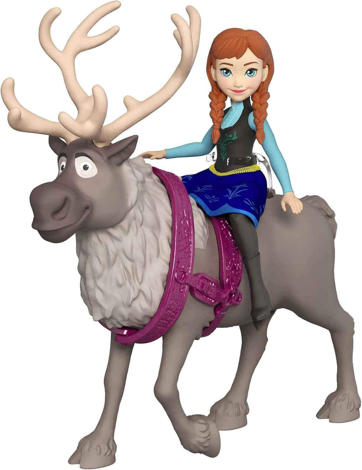 Mattel DISNEY Isdronningen Anna & Sven dukke og dyrefigur, inspireret af de animerede figurer, bevægelige lemmer, aftagelig nederdel og kappe, til børn fra 3 år og opefter, HLX03 Naty Shop Dolls