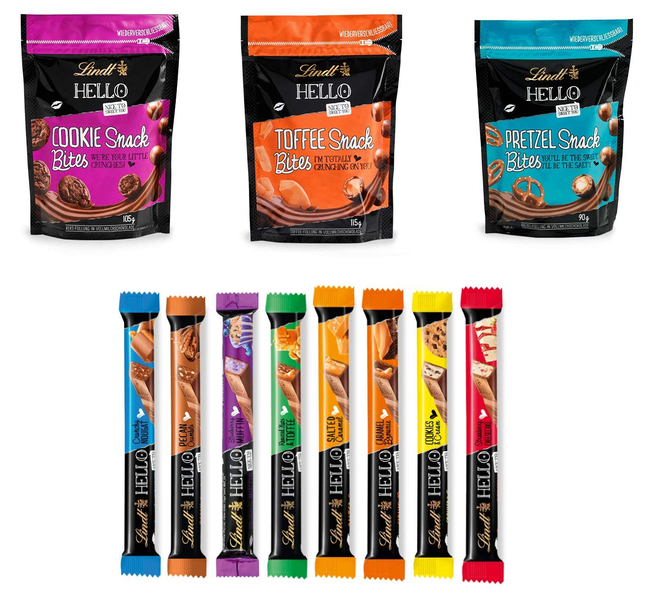 Lindt Chokolade Praline Gavesæt | 477g | 5 æsker Lindt-praliner i varianterne: Exquisite, Mini Praline, LINDOR Gift, Small Thank You, From the Heart | Praline gave | Chokolade gave