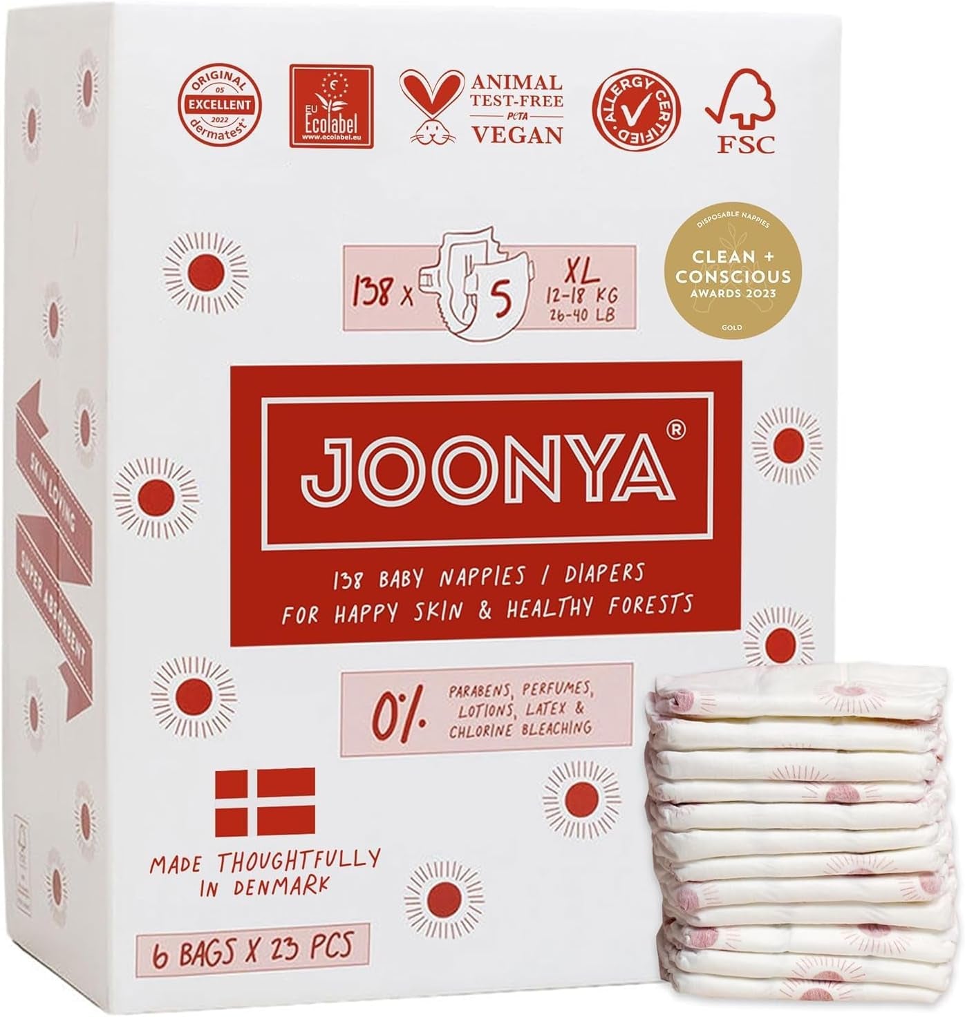 Babybleer, størrelse 3M (4-8 kg) - 1 pose med 28 - Ingen skadelige stoffer, miljøvenlig, højabsorberende, velegnet til natbrug, ultratynde og bløde - Fremstillet i Danmark