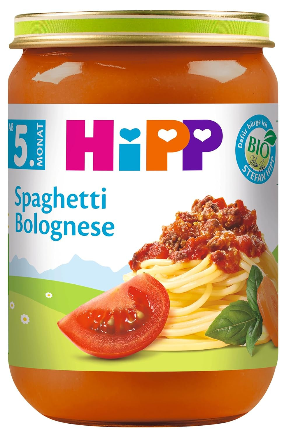 Hipp Spaghetti Bolognese, pakke med 6 stk (6 x 190 g) - økologisk