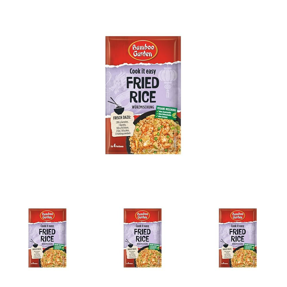 Bamboo Garden - Fried Rice Würzmischung | Gewürz für gebratenen Reis | Til 4 portioner | Vegan, ohne Hefeextrakte, ohne Aromen | 25 g i pose