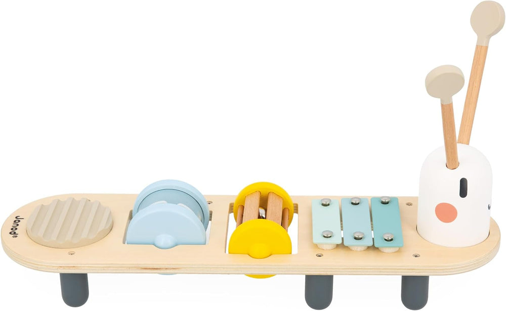 Janod - Șenile muzicale Sweet Cocoon - 5 activități muzicale pentru copii - Educație muzicală timpurie - Jucărie din lemn FSC - De la 12 luni, J04058 Jucarii Bebe Naty Shop