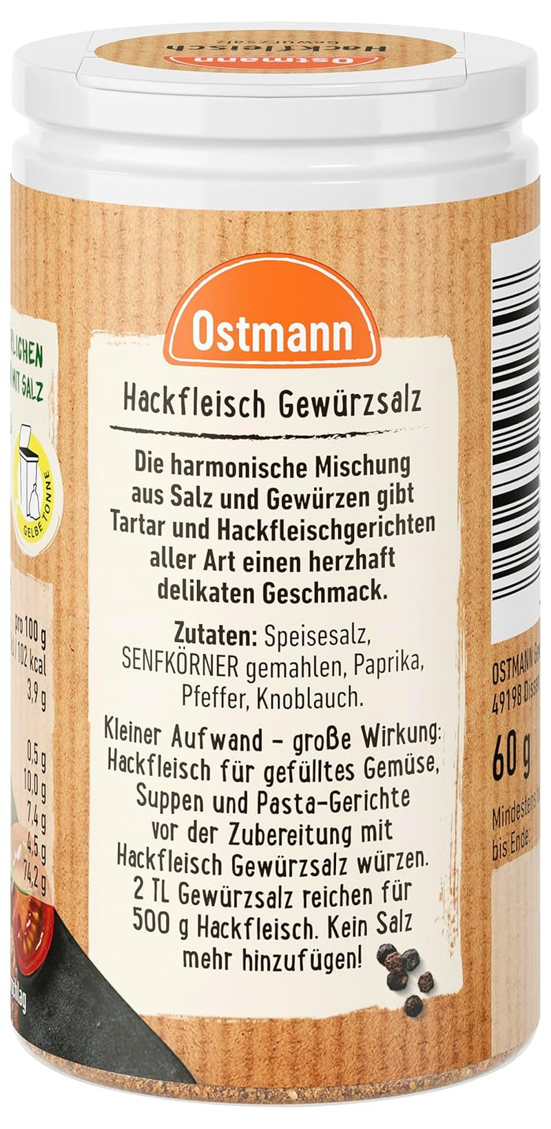 Ostmann Gewürze - Hackfleisch Gewürzsalz | Gewürz für Hackfleisch, Buletten eller Cevapcici | 60 g i Streudose