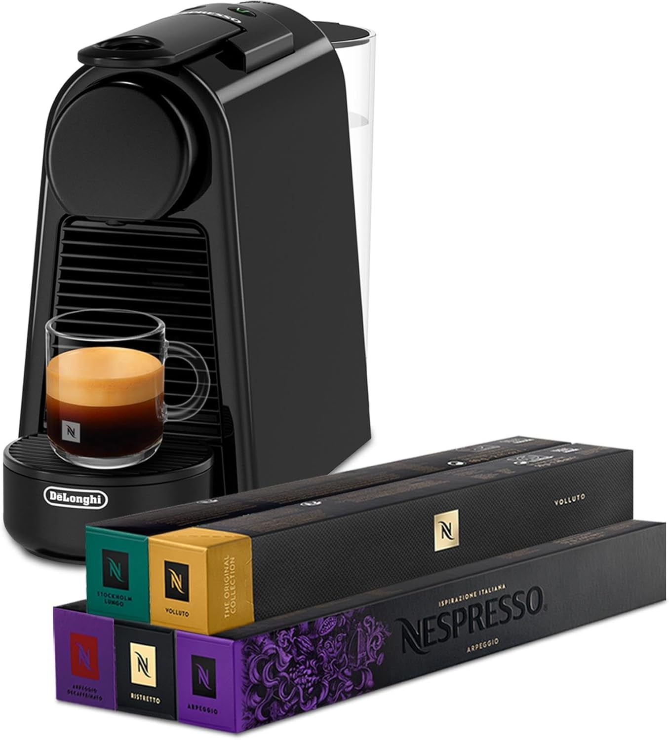 Espressor cu capsule Nespresso De'Longhi Essenza Mini, negru | Presiune pompă 19 bar | Rezervor de apă 0,6 l | Pentru espresso și lungo | Espressor mic – Momente mari de cafea | EN85.B