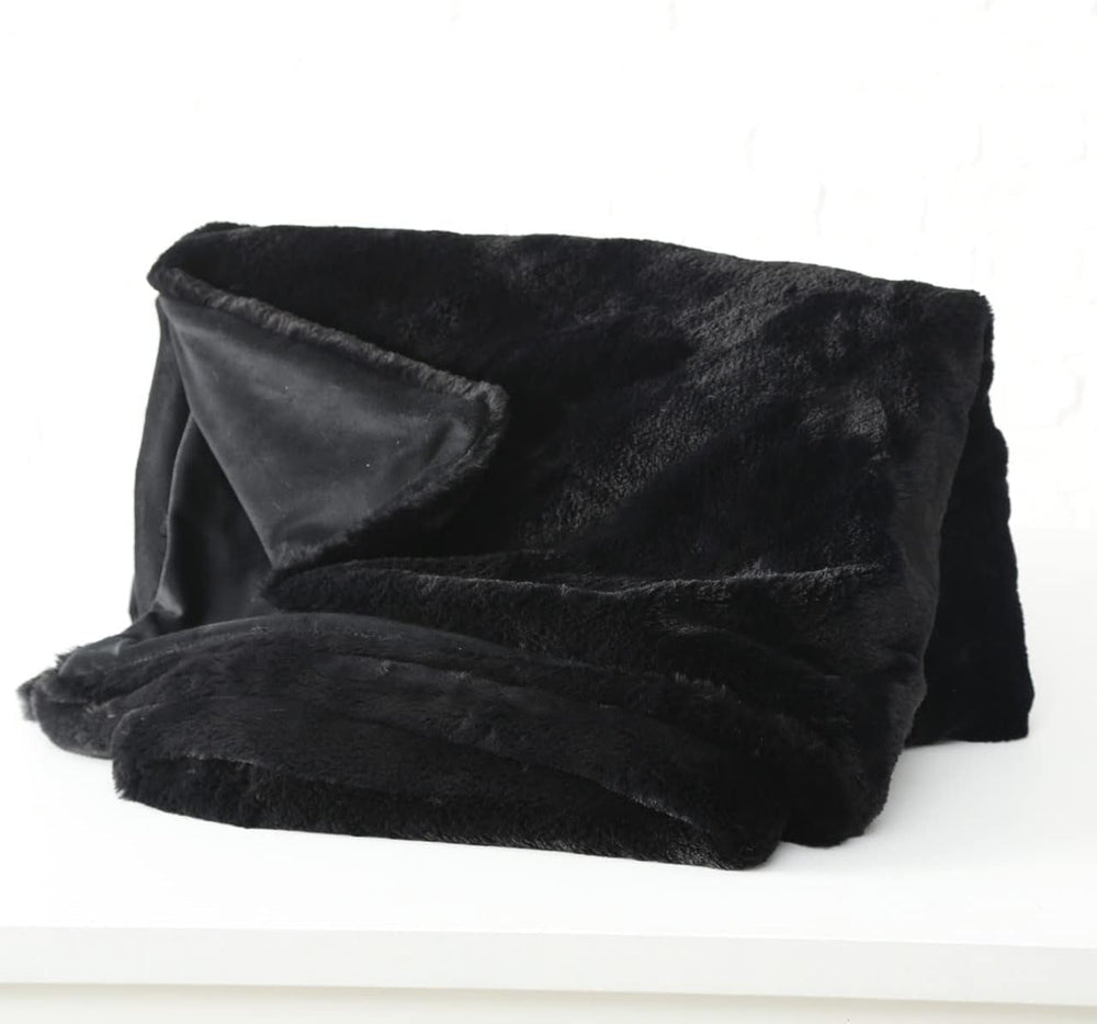 Boltze Storan tæppe (størrelse 150X200 cm, beige farve, behageligt polyestertæppe, ideel til kolde vinteraftener, pelslook) 1015378 BOLTZE Senge og tæpper Sort