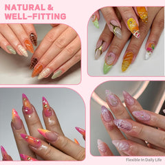 Unghii scurte cu acoperire completă, 120 bucăți, vârfuri de unghii scurte cu formă de migdale, gel moale, vârfuri de unghii scurte cu formă de migdale, 12 dimensiuni, vârfuri de unghii scurte preformate semi-mate pentru unghii cu gel